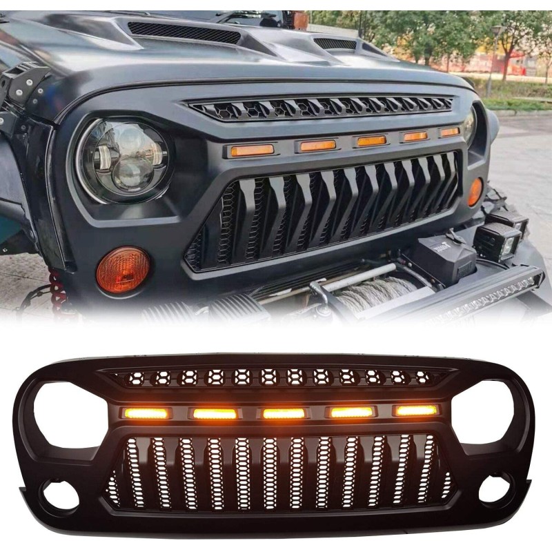 Voiture Grille Maille Grille De Calandre Avant De Voiture pour Jeep pour Wrangler JK 2007-2017 Universel (Couleur : Noir Brillant Voiture Grille Maille Grille De Calandre Avant De Voiture pour Jeep pour Wrangler JK 2007-2017 Universel (Couleur : Noir Brillant