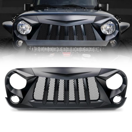 Lot De 7 Bandes De Calandre Noires ABS Pour Jeep Wrangler JK 2 Et 4 Portes 2007-2018 – Installation Facile