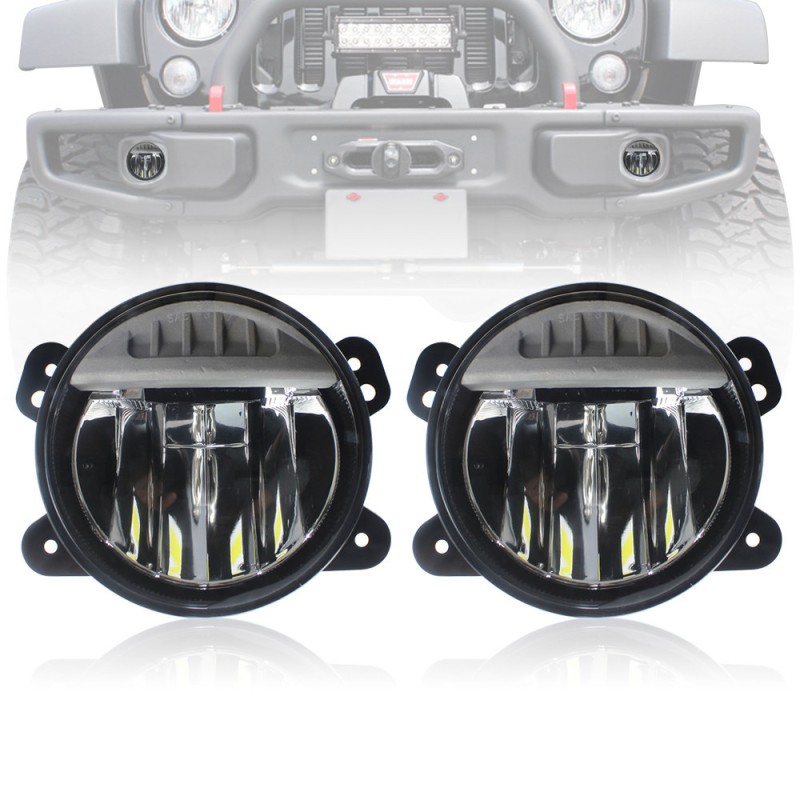 TONMHXA Cadre Antibrouillard Jeep Wrangler JL 2018-2020 – Paire LH & RH, Pare-Chocs Avant Avec Trou, ABS Noir Mat, Look Off-Road