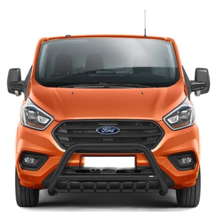 Ford Transit Custom Bull Bar - Acero inoxidable negro reforzado - Homologado - desde 2018