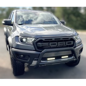 Pare-buffles Ford Ranger Raptor- Inox Noir sans barre- Homologué - Double Cab